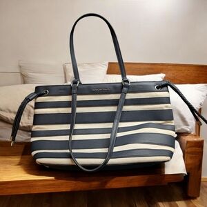 Dana Buchman Navy and Cream Striped Tote